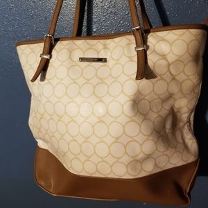 Nine West Cream and Brown Tote Bag